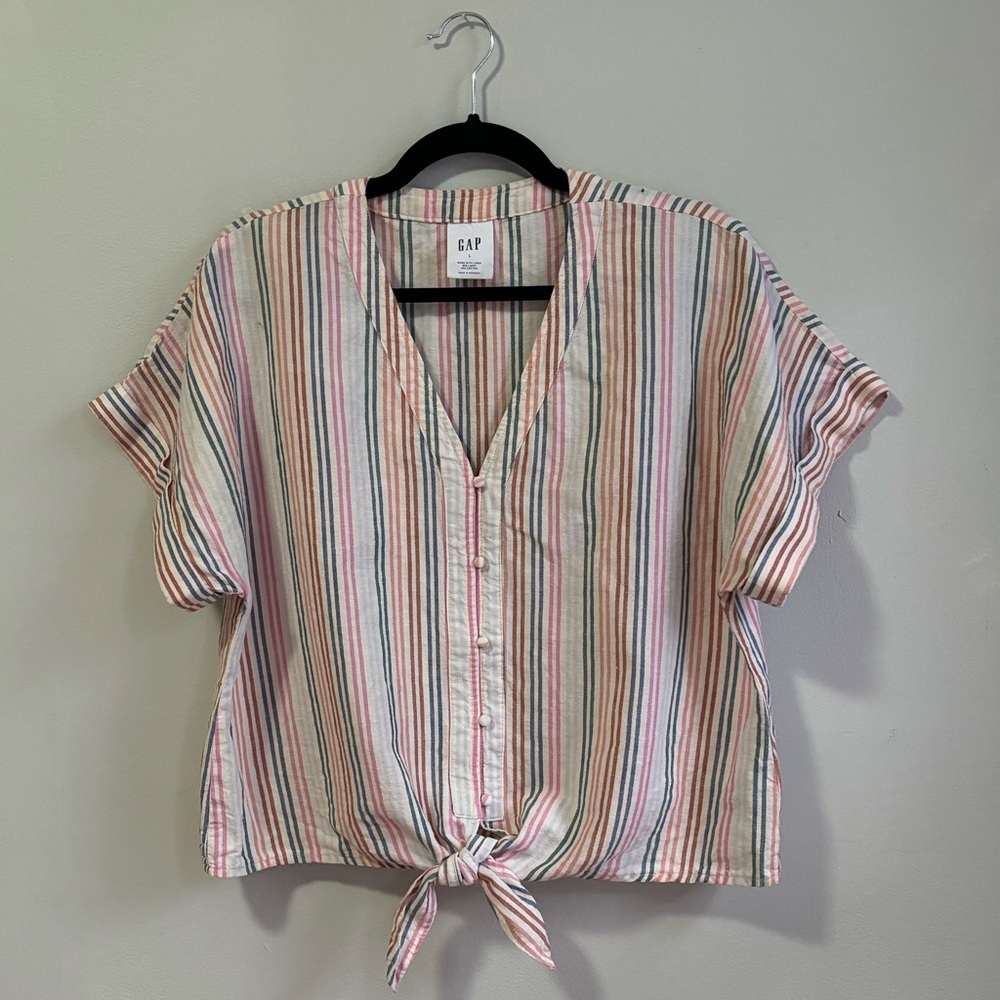 Gap Striped Short Sleeve Button Down (size L)